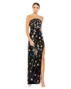 MAC DUGGAL FLORAL SEQUINED STRAPLESS COLUMN GOWN