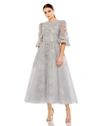 Mac Duggal Beaded Floral Embroidery A-line Cocktail Dress In Platinum