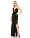 Mac Duggal Ring Cutout Jersey Sheath Gown In Black