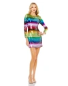 MAC DUGGAL LONG SLEEVE SEQUIN RAINBOW DRESS