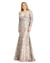 MAC DUGGAL PLUNGE NECK EMBELLISHED LACE GOWN (PLUS)