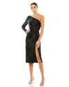 Ieena For Mac Duggal Sequin One-shoulder Sheath Cocktail Dress In Black