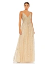 MAC DUGGAL SEQUINED SLEEVELESS WRAP OVER A LINE GOWN - FINAL SALE