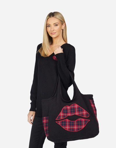 Lauren Moshi Fatima Plaid Lip In Black/plaid