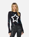 Lauren Moshi Mckinley Airbrush Star In Black/ Rainbow Splatter