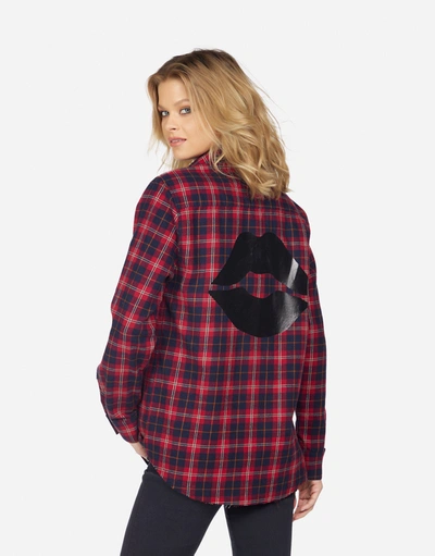 Lauren Moshi Sloane Plaid Lip In Red Plaid