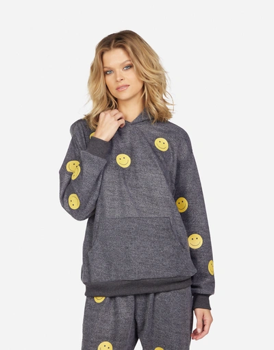 Lauren Moshi Tori All Over Yellow Smiley In Charcoal