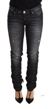 ACHT ACHT BLACK WASHED COTTON LOW WAIST SKINNY DENIM TROUSER WOMEN'S JEANS