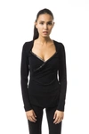 Byblos Open Collar Long Sleeve Tops & T-shirt In Black