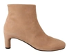 DEL CARLO DEL CARLO BEIGE SUEDE LEATHER MID HEELS PUMPS BOOTS WOMEN'S SHOES