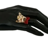 Dolce & Gabbana Gold Brass Resin Beige Dog Pet Branded Accessory Ring In Beige