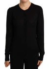 DOLCE & GABBANA DOLCE & GABBANA BLACK CREWNECK PULLOVER STAFF SWEATER WOMEN'S WOOL