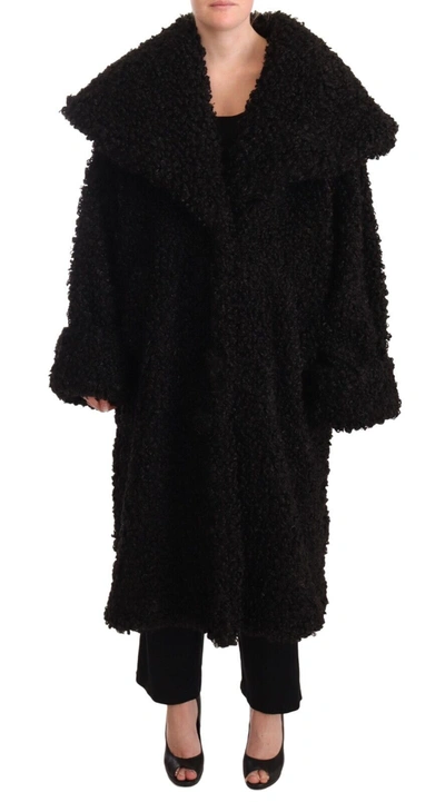 Dolce & Gabbana Black Mohair Fur Cape Trench Coat Jacket