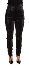 Dolce & Gabbana Black Silver Lurex Thread Cotton Stretch Pants In Black