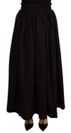 DOLCE & GABBANA DOLCE & GABBANA BLACK WOOL HIGH WAIST MAXI PIECE WOMEN'S SKIRT