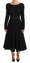 Dolce & Gabbana Black Wool Stretch Sheath Open Back Dress In Black
