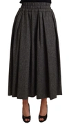 DOLCE & GABBANA DOLCE & GABBANA GRAY WOOL HIGH WAIST A-LINE PIECE WOMEN'S SKIRT