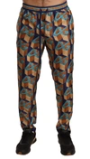 DOLCE & GABBANA DOLCE & GABBANA MULTICOLOR PATTERNED JOGGERS SILK MEN'S PANTS