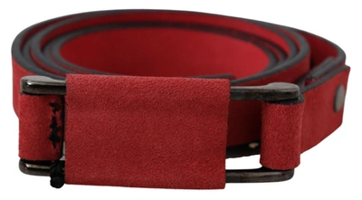 Dolce & Gabbana Costume National Red Leather Skinny Buckle Fashion Waist Women's Belt