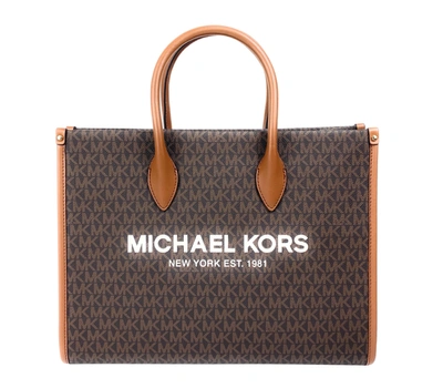 Michael Kors Womens Mirella Medium East West Shoulder Tote Bag In Brown