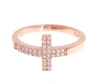 NIALAYA NIALAYA PINK GOLD 925 SILVER WOMENS CROSS CZ RING