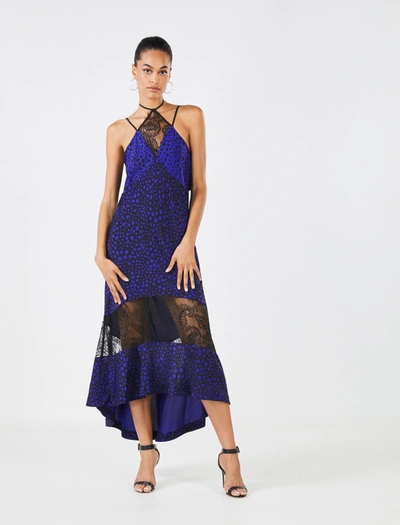 Bcbgmaxazria Barbarella Evening Dress In Dotted Print Blue Black Combo