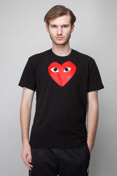 Cdg Play Mens Tshirt Short Sleeve Knit In Black