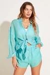 Vitamin A Playa Linen Oversized Shirt In Ecolinen Gauze Aqua