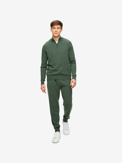 Derek Rose Men's Half-zip Sweater Finley Cashmere Green
