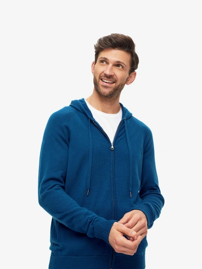 Derek Rose Men's Hoodie Finley Cashmere Ocean Blue