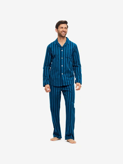 Derek Rose Men's Modern Fit Stripe Pajama Set In Navy