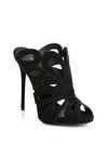 GIUSEPPE ZANOTTI Floral-Cutout Suede Mule Sandals