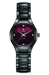 Rado True Automatic Diamond Ceramic Bracelet Watch, 30mm In Red