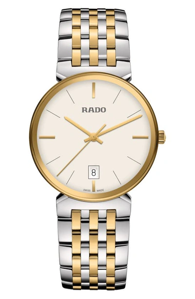 Rado Women's Swiss Florence Two Tone Stainless Steel Bracelet Watch 38mm In White