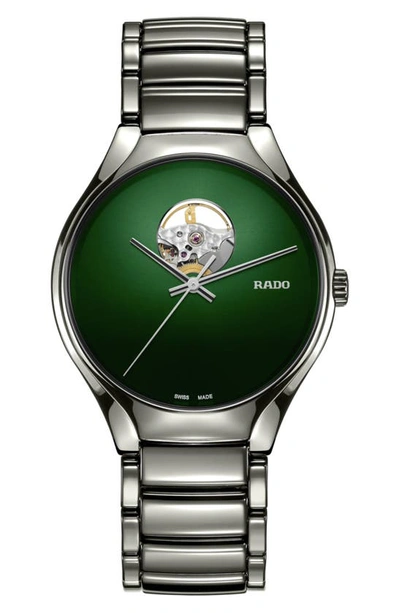 Rado True Secret Ceramic Bracelet Watch, 40mm In Green/silver
