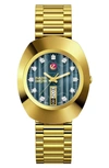 Rado Men's Swiss Automatic Original Gold-tone Stainless Steel Bracelet Watch 35mm In Blue