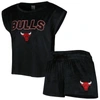 Concepts Sport Women's  Black Chicago Bulls Intermission T-shirt And Shorts Sleep Set In Black