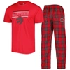 Concepts Sport Men's  Red, Black Toronto Raptors Badge T-shirt And Pajama Pants Sleep Set In Red