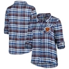 Concepts Sport Navy Chicago Bears Plus Size Mainstay Flannel Full-button Long Sleeve Nightshirt In Navy