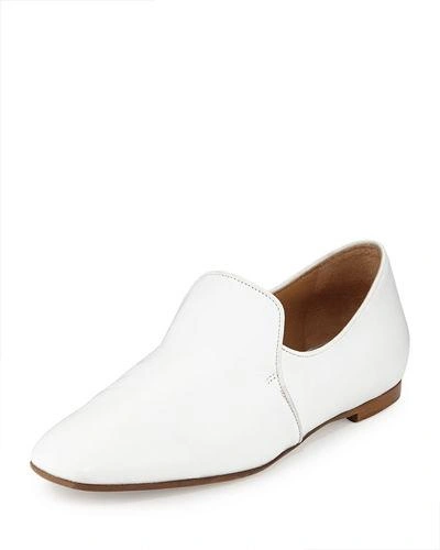 The Row Alys Leather Slipper Flat In White