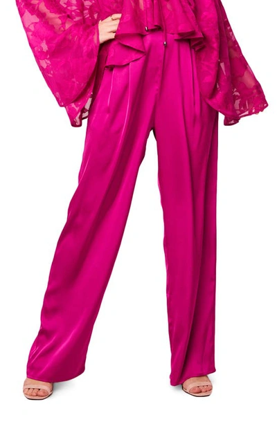 Band Of The Free Angie Wide Leg Satin Pants In Fuchsia
