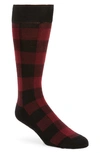 Nordstrom Cushion Foot Dress Socks In Burgundy-black Buffalo Check