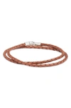 Caputo & Co Braided Leather Bracelet In Tan