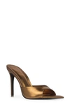 Black Suede Studio Brea Patent Mule Sandals In Bronze Metallic L