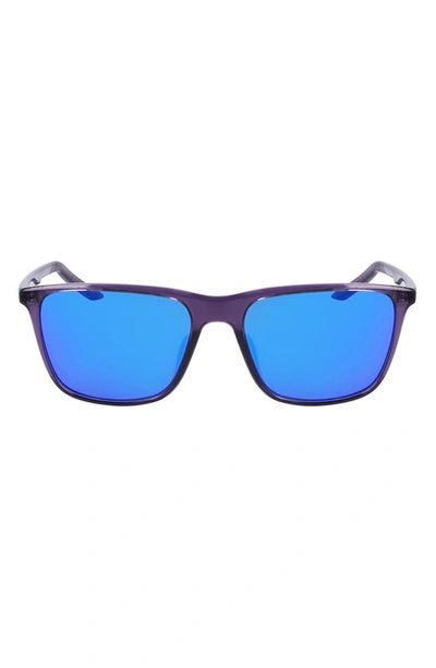 Nike State 55mm Mirrored Square Sunglasses In Canyon Purple/ Violet Mirror