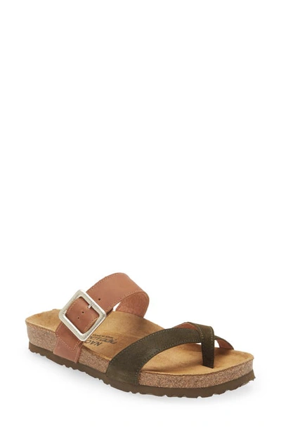 Naot Fresno Slide Sandal In Latte Brown/ Oily Olive