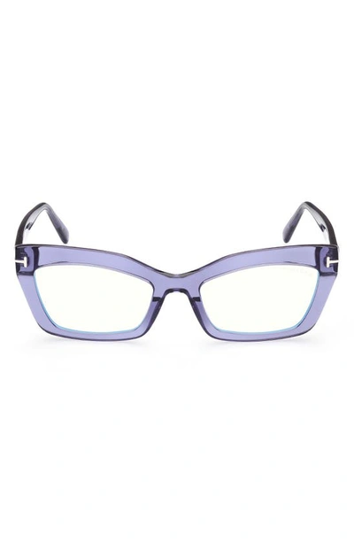 Tom Ford 54mm Cat Eye Blue Light Blocking Glasses In Shiny Bordeaux/ Grad Bordeaux