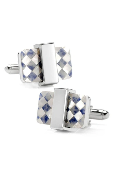 Cufflinks, Inc Checkered Mother Of Pearl Cuff Links In White