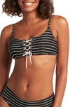 Sea Level Stripe Lace-up Bikini Top In Black