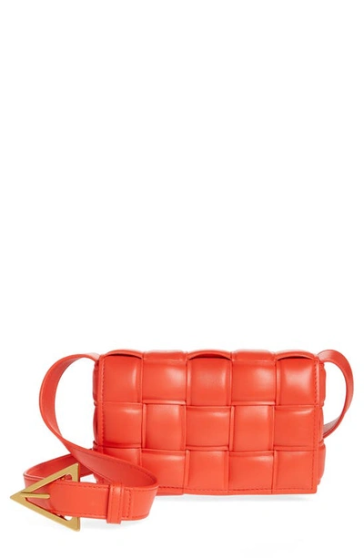 Bottega Veneta Cassette Small Padded Intrecciato Crossbody Bag In Red